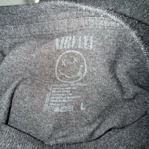 Nirvana Shirt Adult Size Large Charcoal Gray Heather Tie Dye Smiley Short Sleeve - Picture 4 of 4
